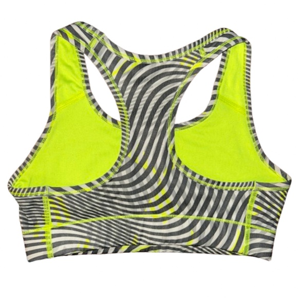 NIKE SPORTS BRA NEON YELLOW GRAY racer back racerback - Picture 3 of 5